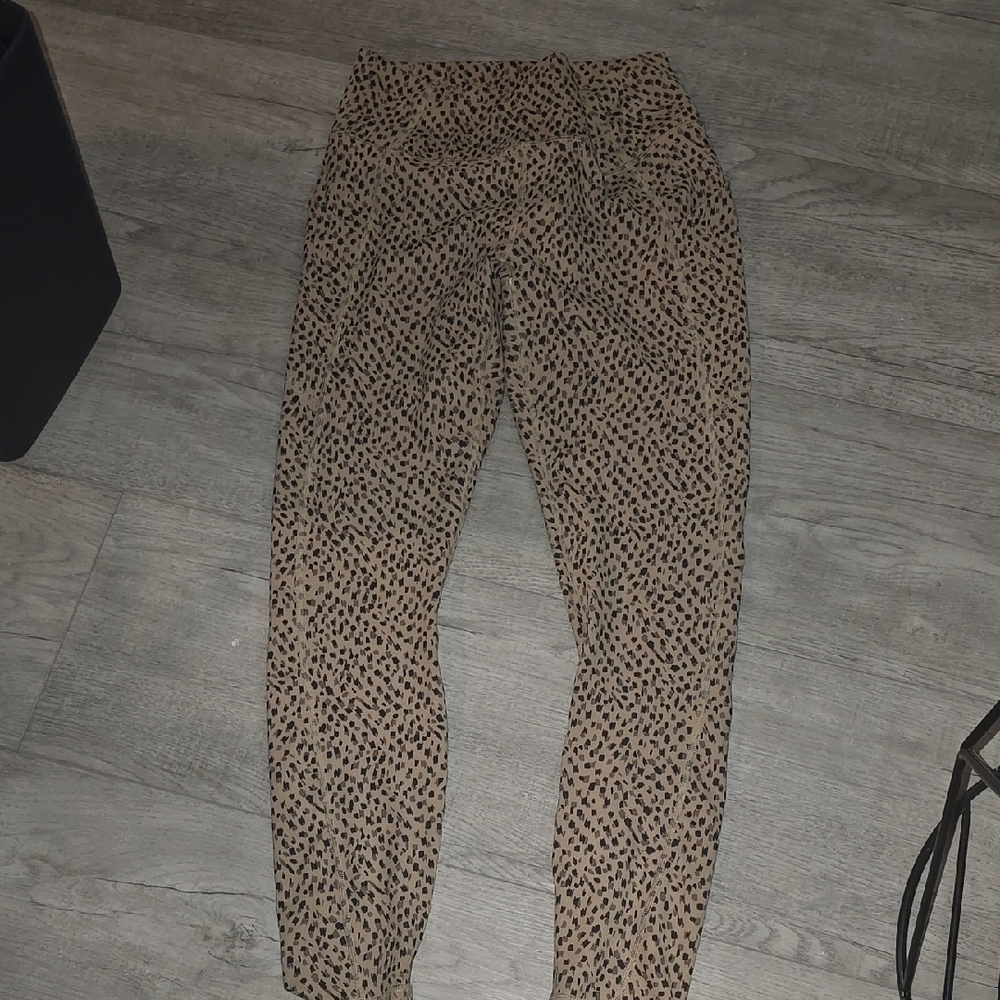 Fabletics Tan and Black Patterned Leggings